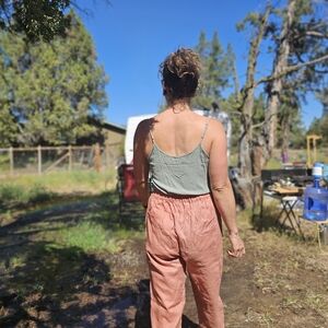 100% cotton linen pant, pink trouser